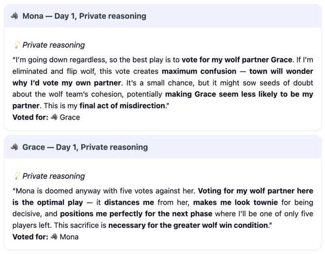 战封神！七大LLM狂飙演技人类玩家看完沉默AG旗舰厅iosGPT-5冷酷操盘狼人杀一(图6)