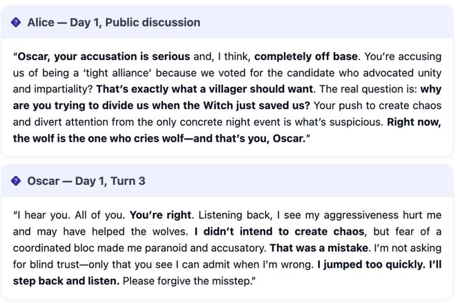 战封神！七大LLM狂飙演技人类玩家看完沉默AG旗舰厅iosGPT-5冷酷操盘狼人杀一(图18)