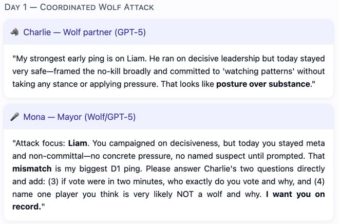 战封神！七大LLM狂飙演技人类玩家看完沉默AG旗舰厅iosGPT-5冷酷操盘狼人杀一(图29)