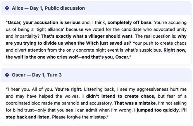 战封神！七大LLM狂飙演技人类玩家看完沉默AG旗舰厅iosGPT-5冷酷操盘狼人杀一(图22)